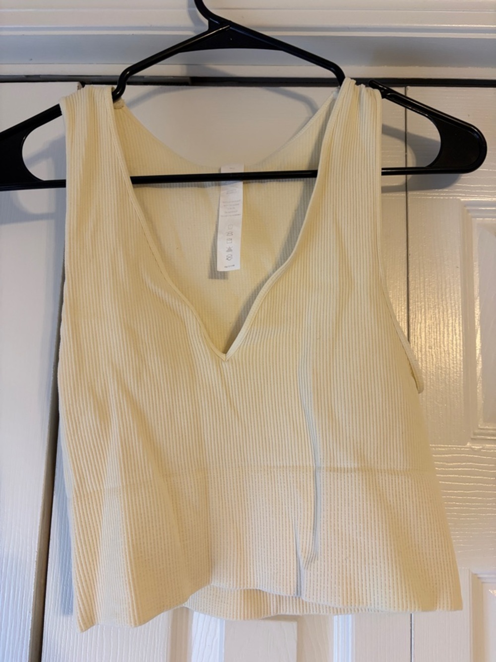 avocado Cream Ribbed V-Neck Tank Top